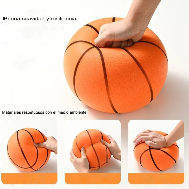 Pelota Silenciosa de 24cm + Canastilla.  ¡Juega Básquet en Casa sin Molestar a Nadie!