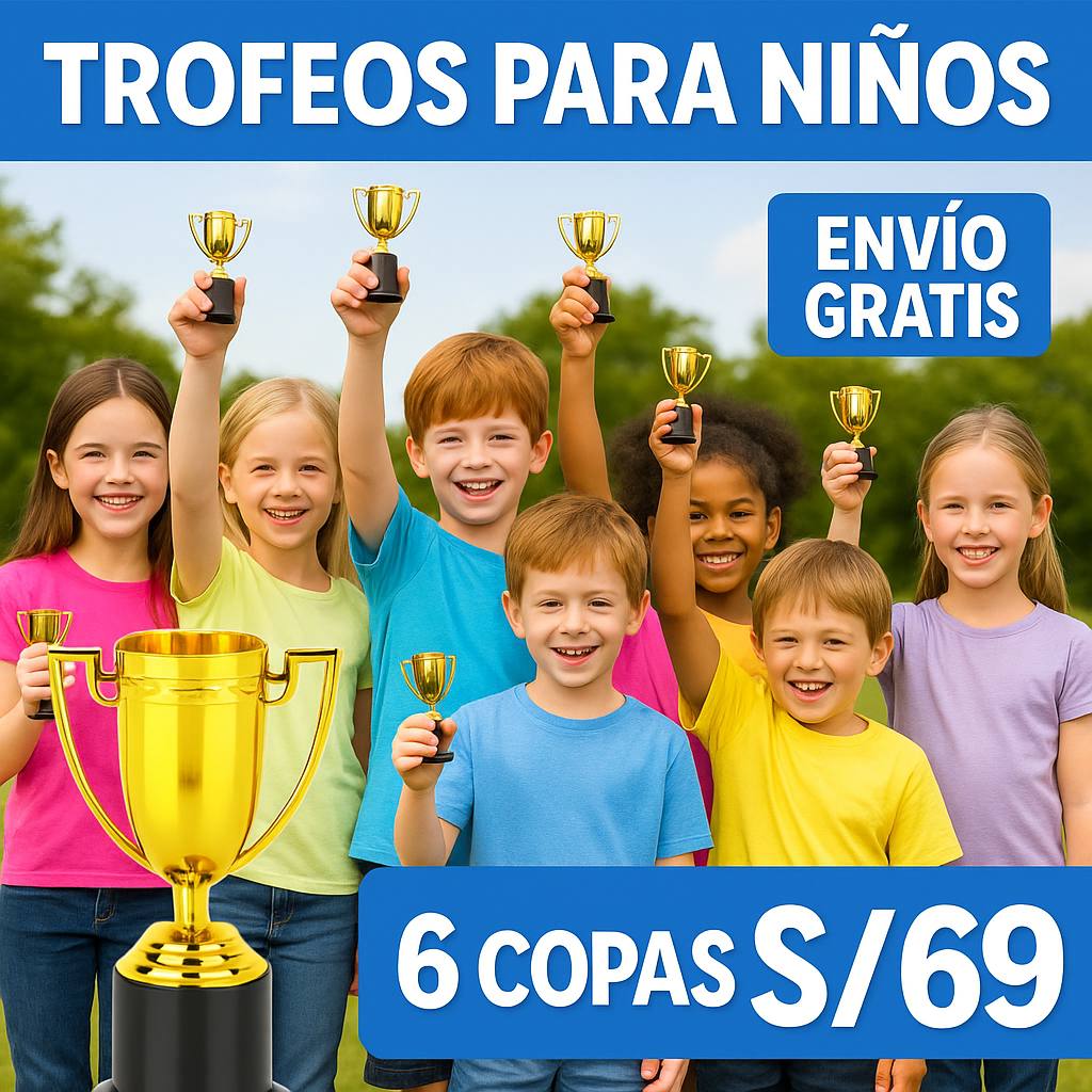 🏆  🥇 6 Trofeos para Niños - Primer Puesto ¡Celebra tu Victoria!